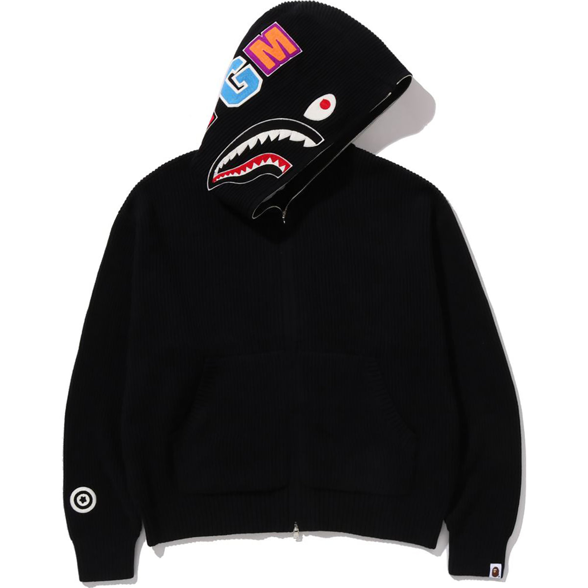 001KNL801304_BLK_A SHARK FULL ZIP KNIT HOODIE MENS