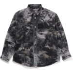 DESTROYED BLEACH BATHING APE LOGO LS SHIRT MENS