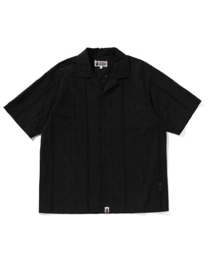 EMBROIDERY OPEN COLLAR SS SHIRT MENS